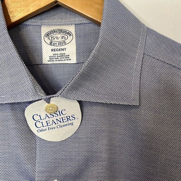 Brooks Brothers Men’s Blue Regent Button Down Dress Shirt 15.5 35 100% Cotton - Picture 2 of 8